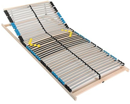 PURAMED Lattenrost Premium 42 | 140x200 cm | 7 Zonen | 6-fache Härteregulierung | 42 Federleisten | verstellbares Kopfteil | zur Selbstmontage