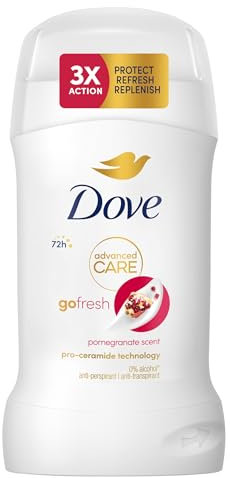 Dove Advanced Care Go Fresh Pomegranate Scent Women's Antiperspirant Deodorant Stick for 72 hours sweat protection with pro-ceramide technology 50 ml