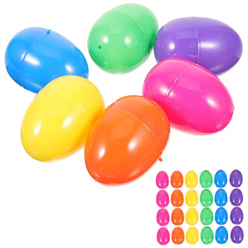 ibasenice 50pcs Fillable Easter Eggs Plastic Egg Holders Candy Boxes Decorative Egg Tray Boys and Girls Toys