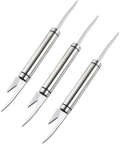 3 PCS Shrimp Deveining Tool Shrimp Tail off Crawfish Peeler,Stainless Steel Fish Scaler Seafood Tools Shrimp Peeler and Deveiner Tool and Fish Descaler Tool Knife 2 in 1,Silver,LXLVOUEG