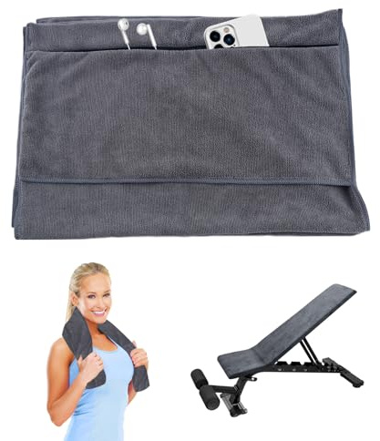 QINGYIWL Toalla Gimnasio, 135x 50 cm Toalla Microfibra Gimnasio con Bolsillo con Cremallera, Toalla Deportiva para Fitness, Entrenamiento, Camping, Yoga