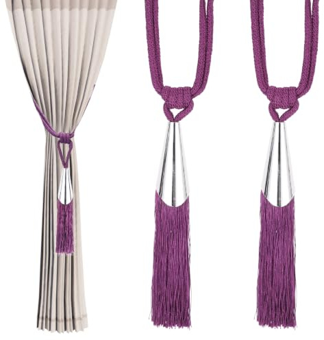 PATIKIL Nappe per Tende con Nappe, 2 Pezzi 28 Corda per Tende con Nappa, Legacci per Tende Fatti A Mano Corda Decorativa per Tende per Casa, caffè, Ufficio, Viola