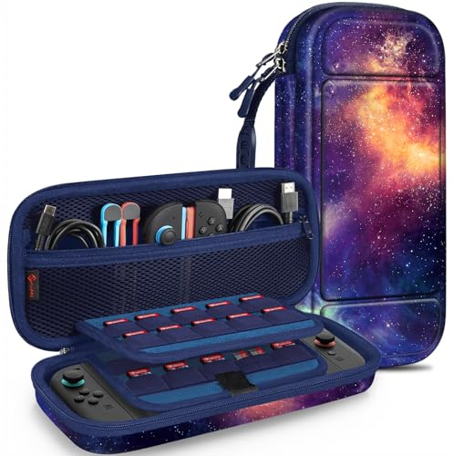 Fintie Carrying Case for Nintendo Switch 2 (2025), Shockproof Hard Shell Switch 2 Case, Protective Cover Portable Travel Bag with Game Card Slots & Inner Pocket for Accessories, Galaxy