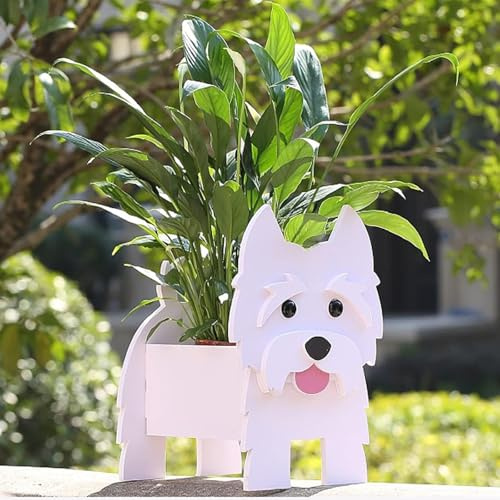 Tokenhigh Dog Planter, Cute Indoor Outdoor Garden Container for Succulent, Flower, Cactus and Air Plants (Small Westie)