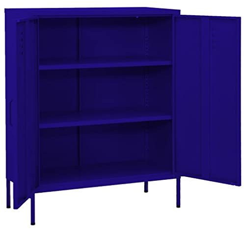 ULUYYUC Vitrinenschrank Medizinschrank Gartenschrank Haushaltsschrank - Lagerschrank Marineblau 80x35x101,5 cm Stahl für Flur Ankleidezimmer Werkstatt Büro