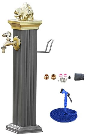 Fuente Jardin Exterior, Columna de Agua Anticongelante, Grifo de Aluminio para Riego y Lavado de Jardines, Hidrante Decorativo para Fuente de Jardín(72cm/28in)