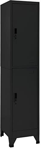 Gecheer Schließfachschrank Metallschrank Lagerschrank Aktenschrank Fächerschrank Spindschrank Spind Umkleideschrank Spint Schwarz 38x45x180 cm Stahl/ 339778