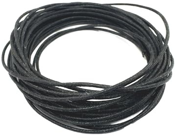 Filo di cotone cerato, nero, spessore 1,0 mm, taglio 5,00 m, per bracciali, collane, fai da te, decorazione
