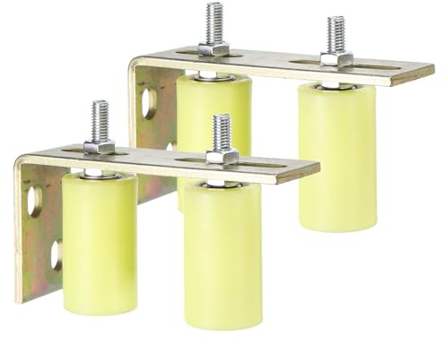 QUARKZMAN 4pcs Galet Guide pour Portail Coulissant 40x70mm, M10 Roulette Nylon avec Équerre Guide au Sol pour Porte Grange Coulissante, Roue Universel avec Roulement à Billes Scellé, Jaune