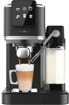 Cecotec Cafetera Express Semiautomáticas Cafelizzia ColdBrew Latte. 1350W, 20 Bares, ColdBrew, Pantalla Color Táctil, 1.2L Depósito de Agua y 1000ml Leche, Calientatazas, Doble Brazo, Desmontable