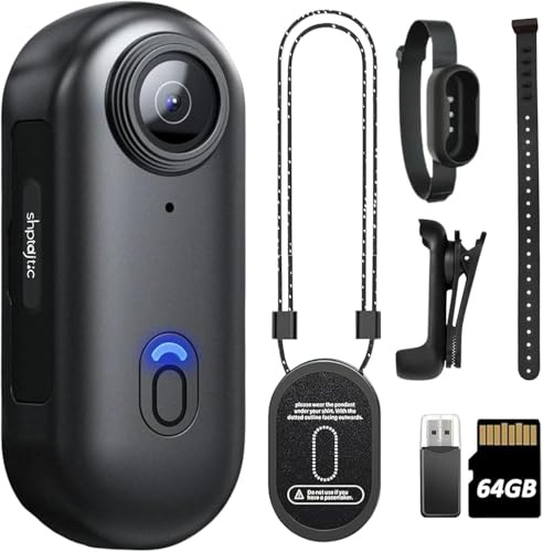 TOSBARRFT Caméra corporelle 1080P POV Pro, caméra Portable avec Clip Rotatif 360° et Clip magnétique, Enregistrement 150 Minutes, idéale pour conférences, Voyages et promenades (1080-B-64G)