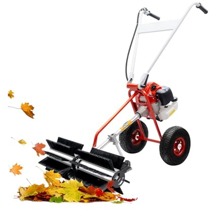 Balayeuse à gaz 2 temps 52 cc | Machine de nettoyage multi-surfaces portable pour allées, mauvaises herbes, neige et gazon artificiel | Balai mécanique haute efficacité 3200 tr/min avec moteur