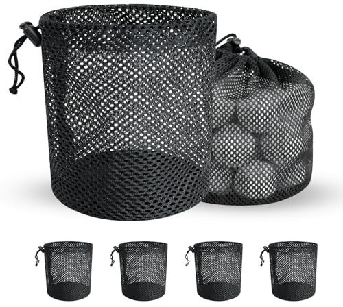 Mordx Golf Ball Storage Bag-6 Pack Mesh Bags with Drawstring，Golf Shag Bag Organizer,Sports Equipment Organizer Sack，for Collecting Half Balls Tennis Beach Travel (6, 15x20cm