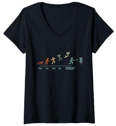 Femme Disc-Golf-Joueur Disc-Golfing Game Vintage Weekend Disc-Golf T-Shirt avec Col en V