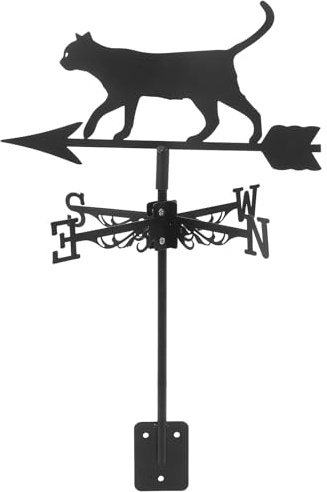 TOYANDONA Stainless Steel Cat Weathervane Patio Wind Direction Indicator Metal Garden Decoration Outdoor Yard Weather Vane for Courtyard and Fence