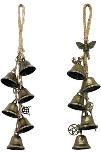 2 Stück Hexenglocken Garten Windspiel aus Metall – handgefertigt Windspiele mit klarem Klang, Fengshui Segen Glocke Wind Chime, für Draußen Hängend Veranda Balkon Garten & Fensterdekoration