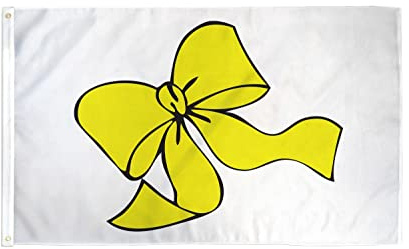 AZ FLAG Flagge Gelbe Schleife 150x90 cm Gelbes Band Polyester 100D 2 Ösen | Für innen und außen dekorative Flagge doppelte Nähte und verstärkte Kanten mit Metallösen 100D Polyester