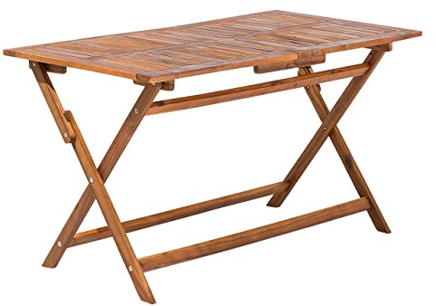 Beliani Tavolo da Giardino Legno Acacia Scuro Pieghevole a 6 Posti 140 x 75 cm