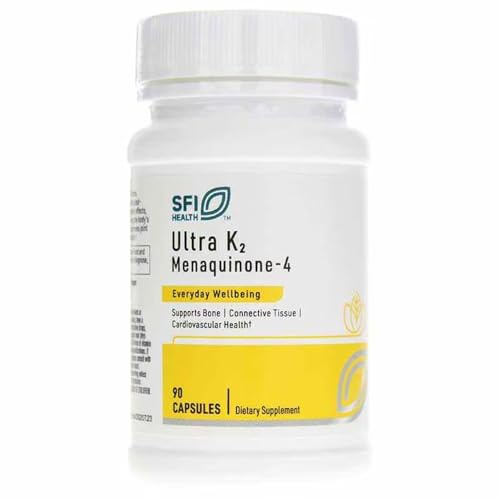 Klaire Labs SFI Health Ultra K2 Menaquinone - 4 - Vitamin K2 Supplement with 15mg of Vitamin K2 MK4 per Capsule - Support Bone & Cardiovascular Health - Hypoallergenic & Vegan Vitamin K (90 Capsules)