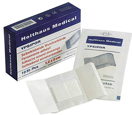 10x Holthaus Medical YPSIPOR steriler Wundverband Wundpflaster Wundpflaster, selbstklebend, 15x10cm