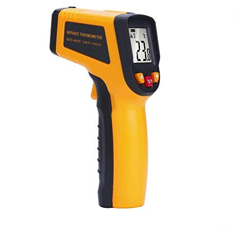 Laser sans Contact Thermomètre Infrarouge Gun de température avec Instant-Read Digital C/F Sélection Surface, Jaune et Bleu -58℉~1152℉(-50℃~600℃) Jaune