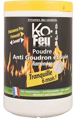 KO Feu - Poudre Anti Goudron et Suie - Ramonage Catalytique - Chimique - Professionnel - 1000 cc
