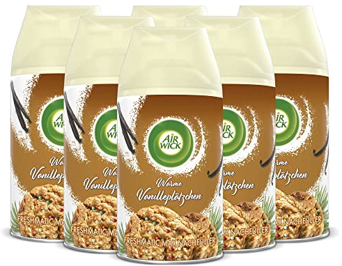 Air Wick Freshmatic Max Raumspray – Nachfüller für den Air Wick Freshmatic Max – Duft: Warme Vanilleplätzchen – 6 x 250 ml Nachfüller Raumduft und Lufterfrischer