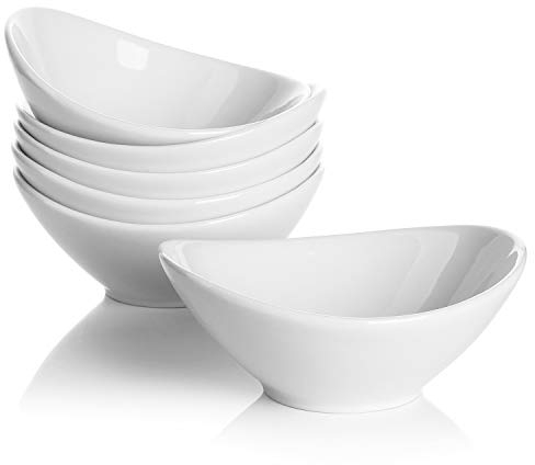 Teocera 5 Inch Porcelain Small Bowls Set, 6 Ounce small serving bowls for Dessert, Ice Cream, Snack, Dipping, Side Dishes, Microwave & Dishwasher Safe- White