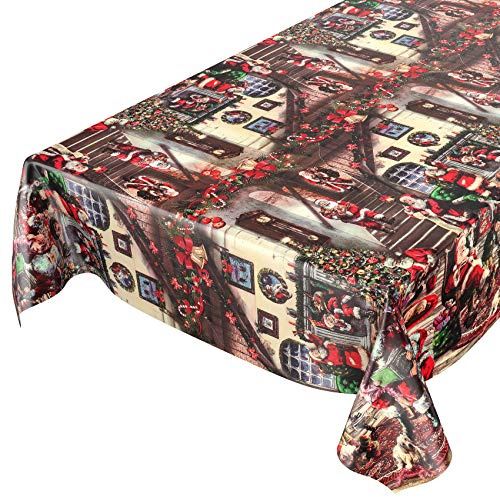 ANRO Tischdecke Weihnachtstischdecke abwaschbar Wachstischdecke Weihnachtsman 100x140cm
