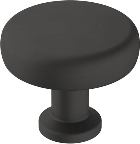 Amerock | Cabinet Knob | Matte Black | 1-1/4 inch (32 mm) Diameter | Factor | 1 Pack | Drawer Knob | Cabinet Hardware