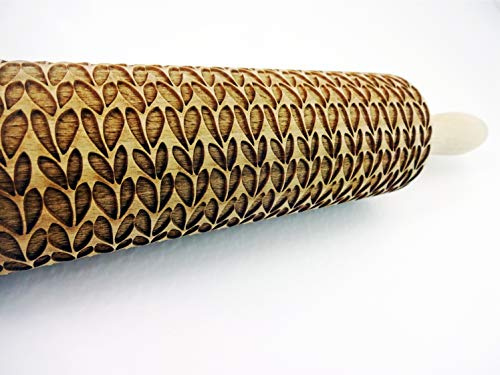 Mattarello Decorativo per Biscotti PUNTO MAGLIA | Mattarello Inciso | Rullo per Biscotti e per Modellare | Mattarello Legno Goffrato di Algis Crafts