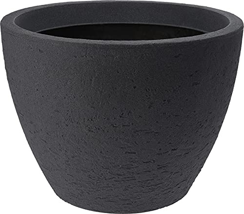 Muddy Hands Large Stone Effect Plant Pot Outdoor Garden Round Flower Tree Plastic Planter (Ø - 60cm, Anthracite)