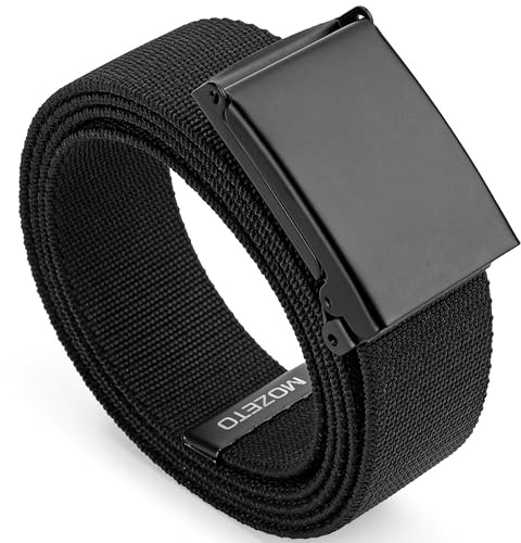 MOZETO Gürtel Herren Länge 115-145 cm Breit 3,8 cm Stoff Canvas Nylon Belt Automatischer Schnallen Verstellbarer Unisex Stoffgürtel