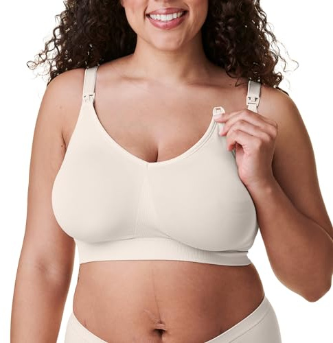 Bravado Designs Body Silk sömlös amnings-BH för amning, trådlös moderskaps-BH, Antik vit, S