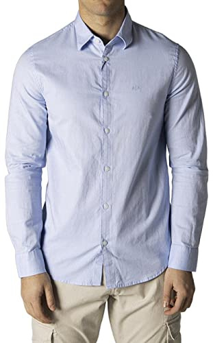 Armani Exchange Camicia Slim Fit con Bottoni, da Uomo, Blu(Oxford Azzurro), M