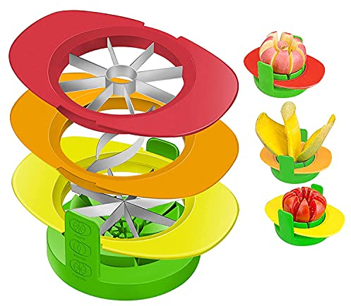 4-in-1 Mango Slicer Tomato Cutter with Base Apple Slicer Corer Mult-Purpose Fruit Cutter Lemon Lime Slicer Wedger Cutter Slicer Divider Wedger (Colorful)