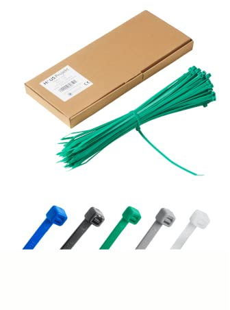 Kabelbinder 100 Stück Grün, 300 mm x 4,8 mm, UV-Beständige Mehrzweck-Kabelbinder für den Einsatz im Außen- und Innenbereich, Kabelmanagement für Haus, Büro, Garten, Garage, Werkstatt, Zäune