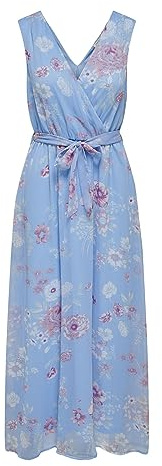 ONLY Damen Onlasta Sofia S/L Long Dress Ex Ptm Maxikleid, Clear Sky/AOP:Bridal Blossom, S EU