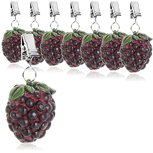 com-four® 8X Tischdeckenbeschwerer - wetterbeständige Tischtuchgewichte mit Klammer - Tischtuchklammer in Brombeeren-Design - ca. 40 g (8 Stück - Brombeere - 40g)