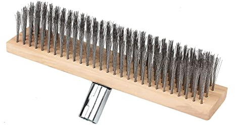 MFUOE Cepillo de alambre de acero inoxidable para fregar el suelo, herramienta para quitar musgo de malas hierbas, cepillo para ducha, pared, garaje, patio, terraza