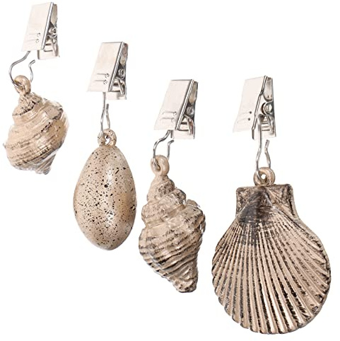 UPKOCH 4 Uds Colgadores De Pesas para Mantel Pesas Colgantes Cubiertas De Mesa En Forma De Concha De Mar Clips De Pesas para Cubiertas De Mesa De Picnic De Fiesta En El Jardín Aire