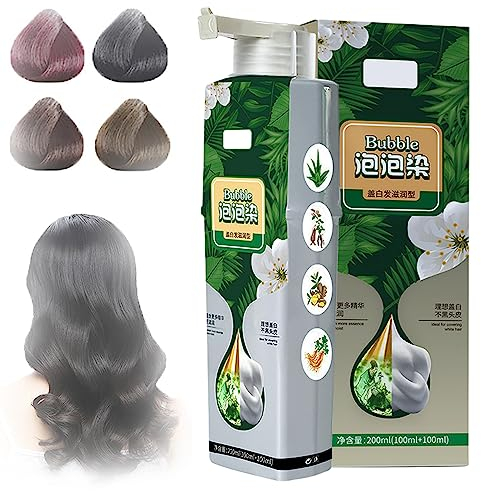 Reiner Pflanzenextrakt Für Graues Haar, Blasenfärbemittel, Sofortiges, Natürliches Pflanzenblasen-Haarfärbe-Shampoo, Leicht Zu Waschende Haarwasch-Farbcreme Für Den Haushalt (Kastanienbraun)