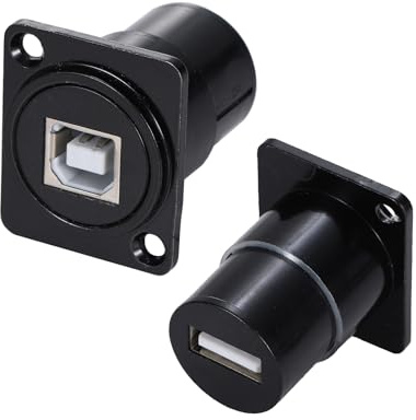 ANMBEST 2PCS Panel Mount USB B to USB A Connector for Printer, D Type Female USB 2.0 Scanner Converter Adapter for HP, Canon, Dell, Epson, Lexmark, Xerox and More