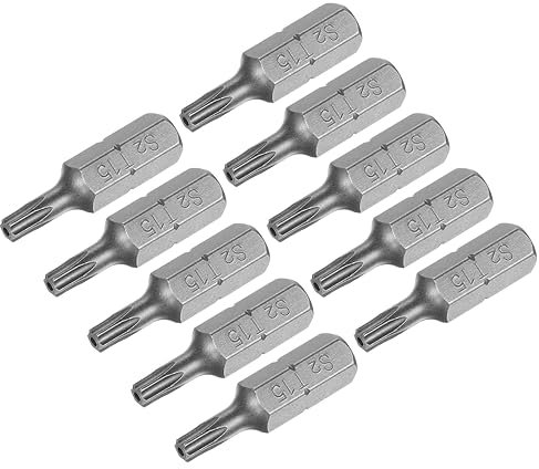 sourcing map Torx-Bits 1/4-Zoll Sechskantschaft 25mm Länge Magnetischer Schraubendreher T15 Schraubendreher-Bit S2 Legierter Stahl 10 Stück