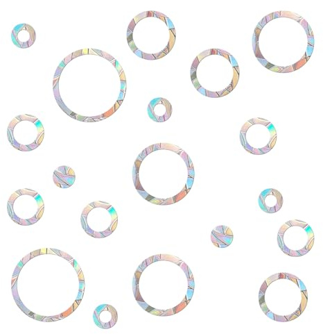 90 Pieces Static Window Clings Anti Collision Window Decals for Bird Strikes, Glass Door Window Stickers, Stop Birds Flying into Windows, Ring Style