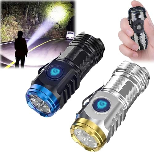 Hehimin Three-Eyed Monster Mini Flashlight,Ultra Bright Portable Small LED Flashlight,Super Bright Mini Torch,Portable Flashlight,Waterproof Pocket Torch for Outdoor (Mix 2pcs)