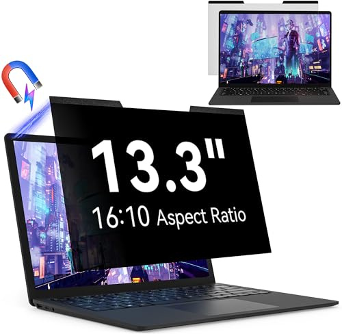 Filtro de privacidad magnético 13.3 pulgadas 16:10 para pantalla portátil, extraíble protector de pantalla anti luz azul compatible con Dell/ASUS/HP/Acer/Lenovo/Thinkpad/Samsung/Sony