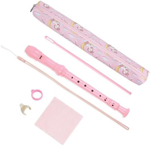 Haecsfl Recorder Instrument for Beginner Kids Adults,8-Hole Soprano Descant Recorder Music Flute with Cleaning Rod & Case Bag For School Student Home Entertainment(2-Pink Unicorn)