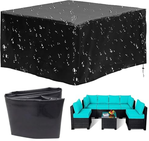 Abdeckung für Gartenmöbel 130x90x80cm(LxBxH), Gartentisch Abdeckhauben - Rechteckig Schutzhülle mit 600D Oxford Gewebe| Reißfest und UV-Beständig | Wasserdichte Abdeckhaube für Outdoor Möbelsets