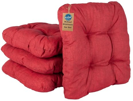 HLKauf 8er Set Bordeaux Sitzkissen 36x36x6 cm | weiche Stuhlkissen für Indoor & Outdoor | Sitzpolster für Garten, Camping, Gastronomie oder Bistro | Oeko-Tex und Made in EU